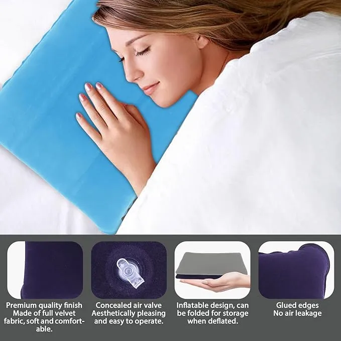 2 Pack Ultralight Inflatable Camping Pillows for Sleeping & Travel, Camp Pillow Backpacking for Sleeping, Inflatable Beach Ergonomic Pillows for Camping Hiking Home Sleeping (Sky Blue Gray)