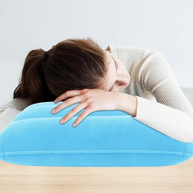 2 Pack Ultralight Inflatable Camping Pillows for Sleeping & Travel, Camp Pillow Backpacking for Sleeping, Inflatable Beach Ergonomic Pillows for Camping Hiking Home Sleeping (Sky Blue Gray)
