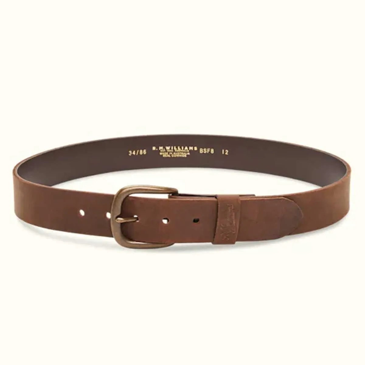 30% OFF RM WILLIAMS Goodwood Double Butt Leather 1.5" Belt - Mens - Bark - 38" Belt - (Fits 36" Waist)