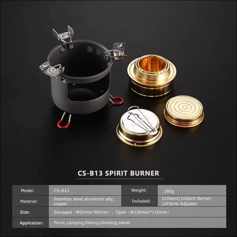 Alocs cs-b02 cs-b13 mini alcohol stove with stand - compact outdoor backpacking camping furnace