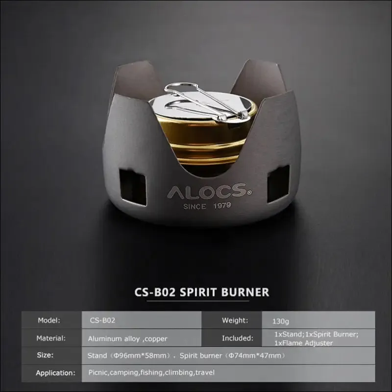 Alocs cs-b02 cs-b13 mini alcohol stove with stand - compact outdoor backpacking camping furnace