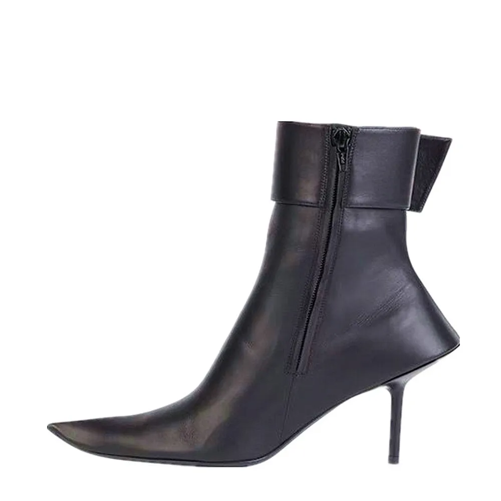 Autumn and Winter Belt Buckle Side Zipper Martin Nude Boots For Women