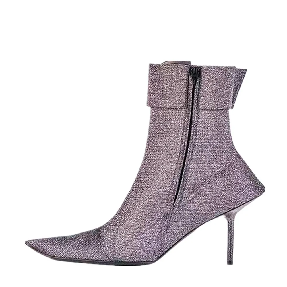 Autumn and Winter Belt Buckle Side Zipper Martin Nude Boots For Women
