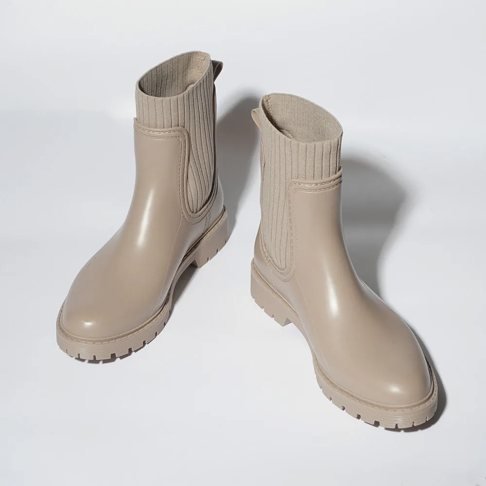 Beige Wellington Boots