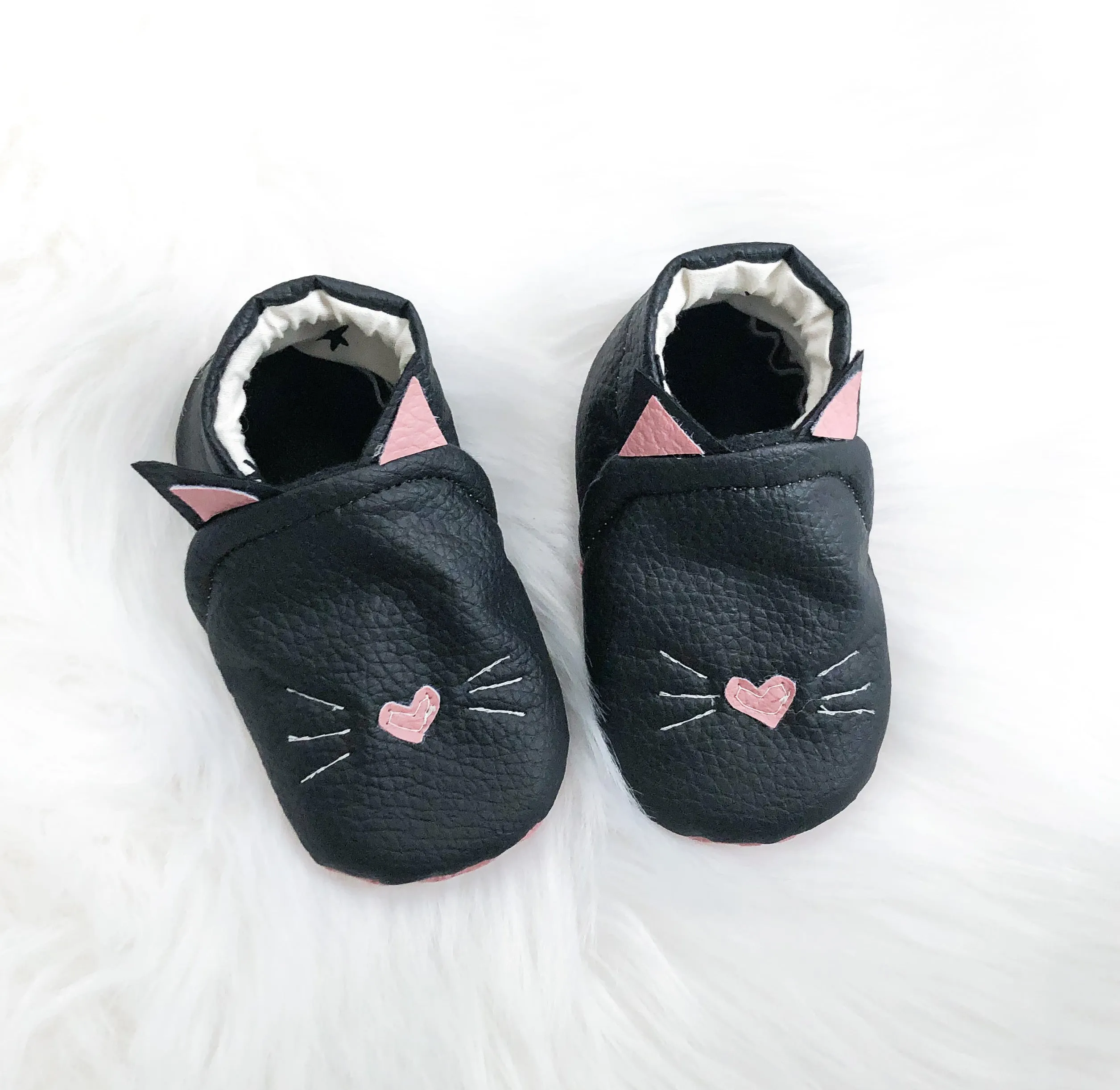 Black Cat Vegan Leather Moccasins