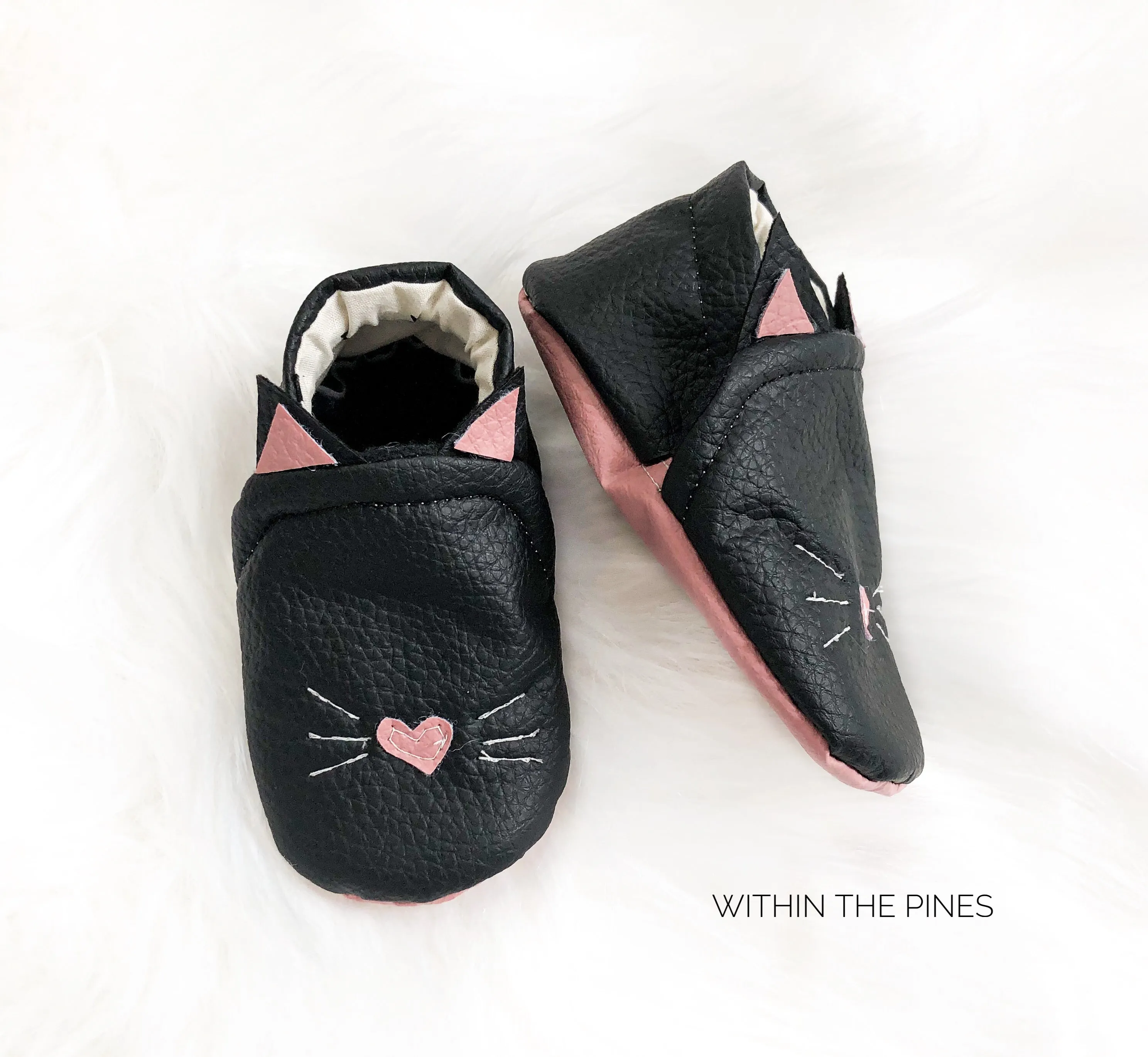 Black Cat Vegan Leather Moccasins