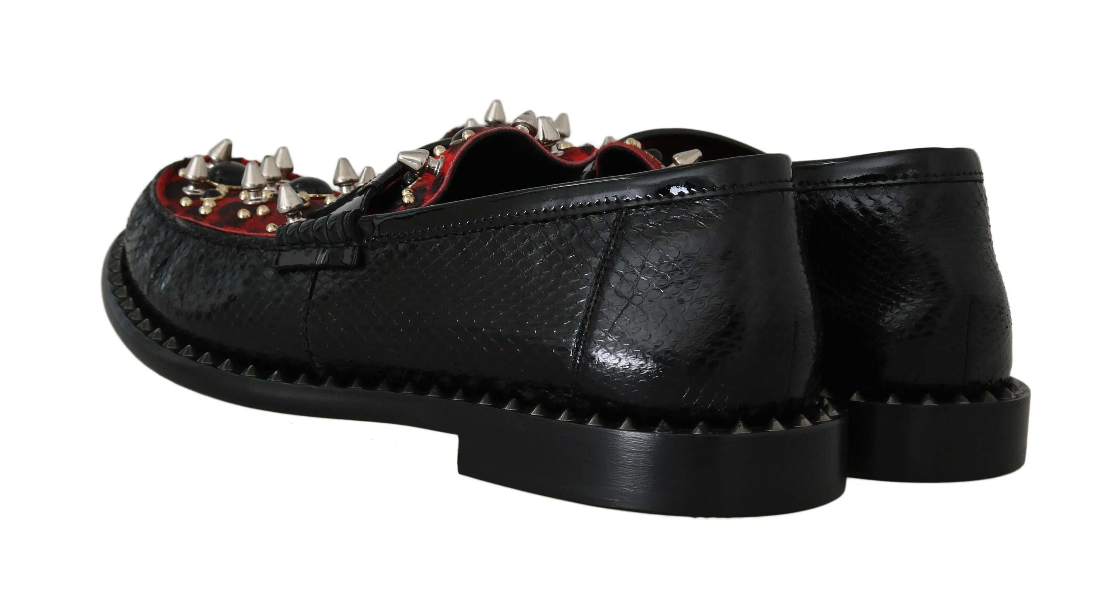 Black Snakeskin Moccasins Loafers
