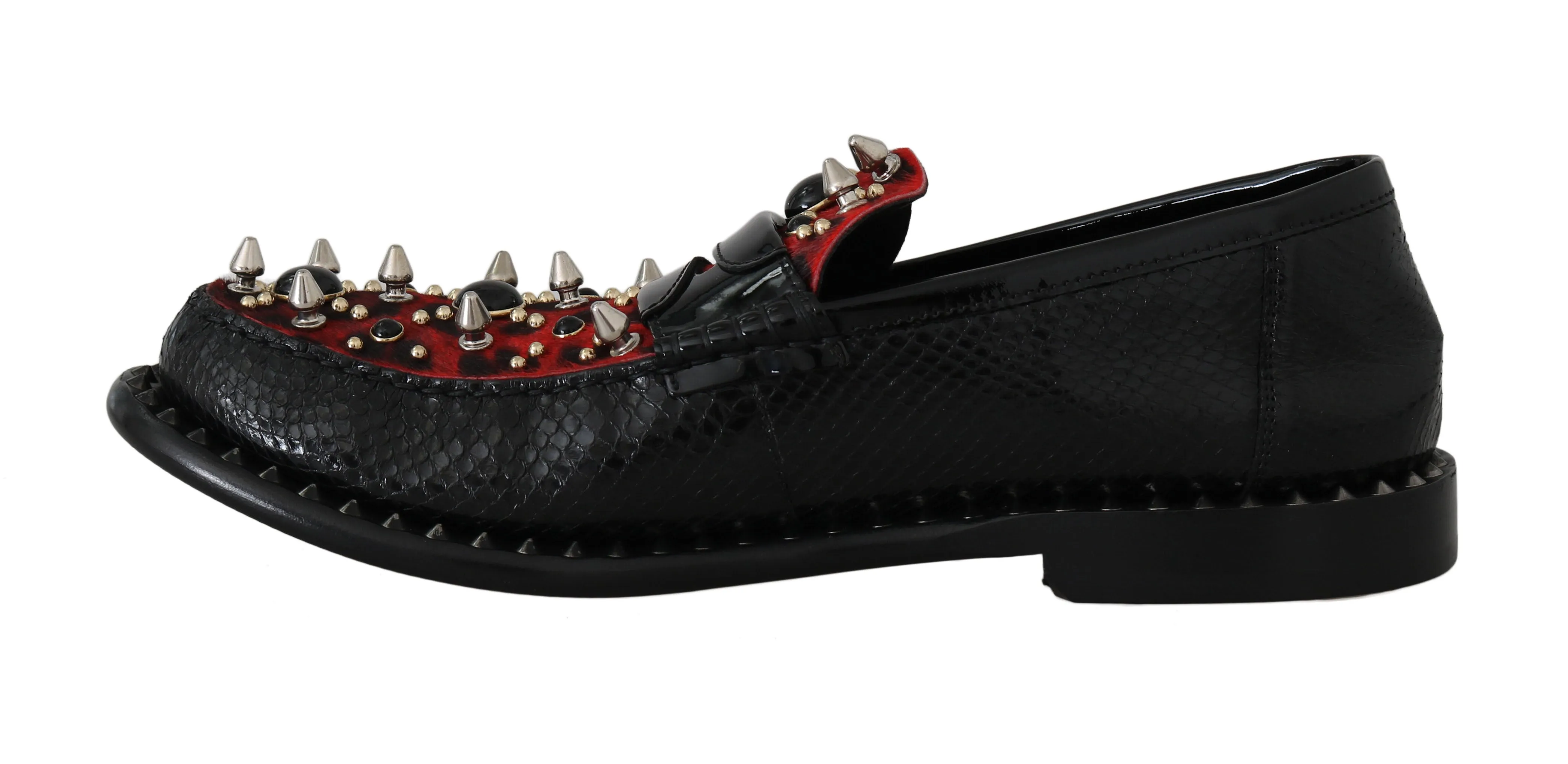 Black Snakeskin Moccasins Loafers