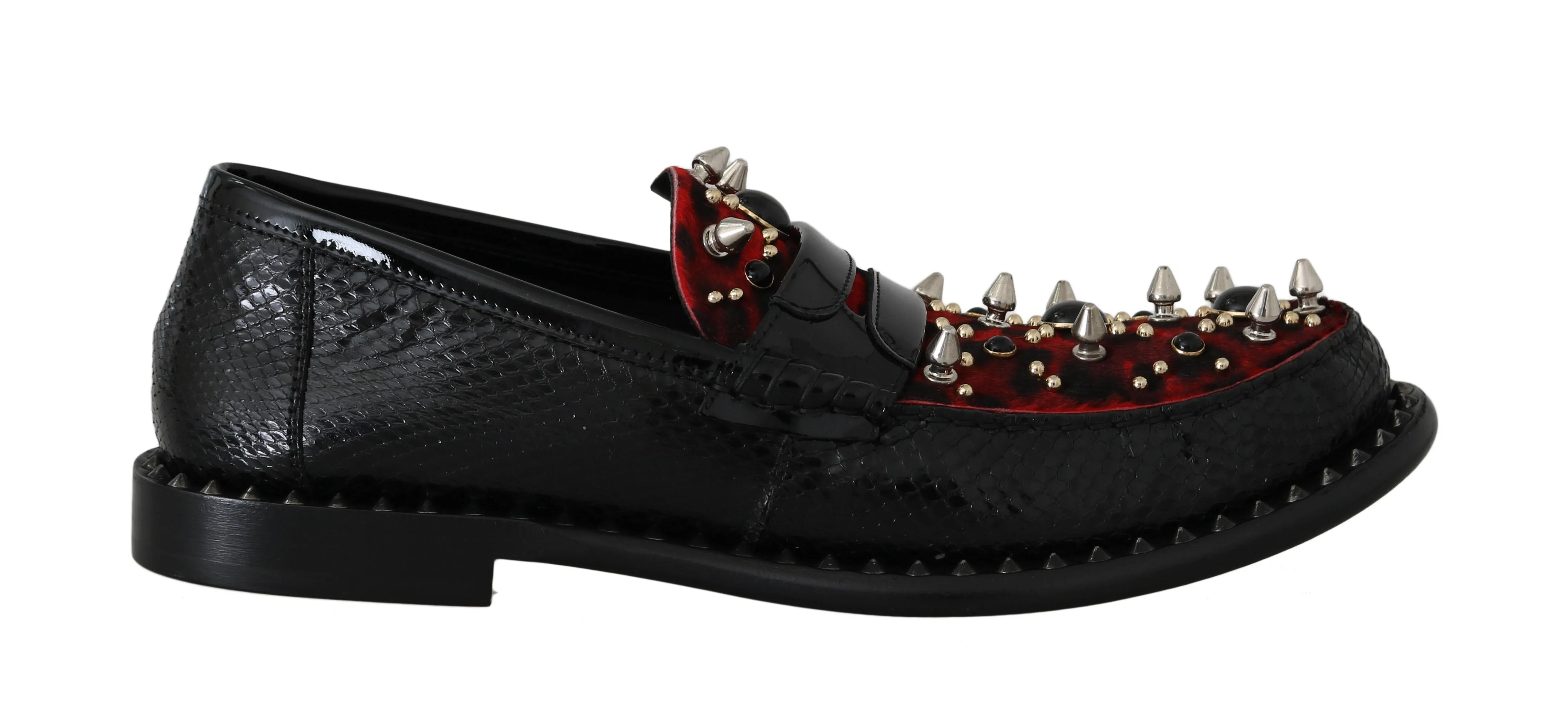 Black Snakeskin Moccasins Loafers