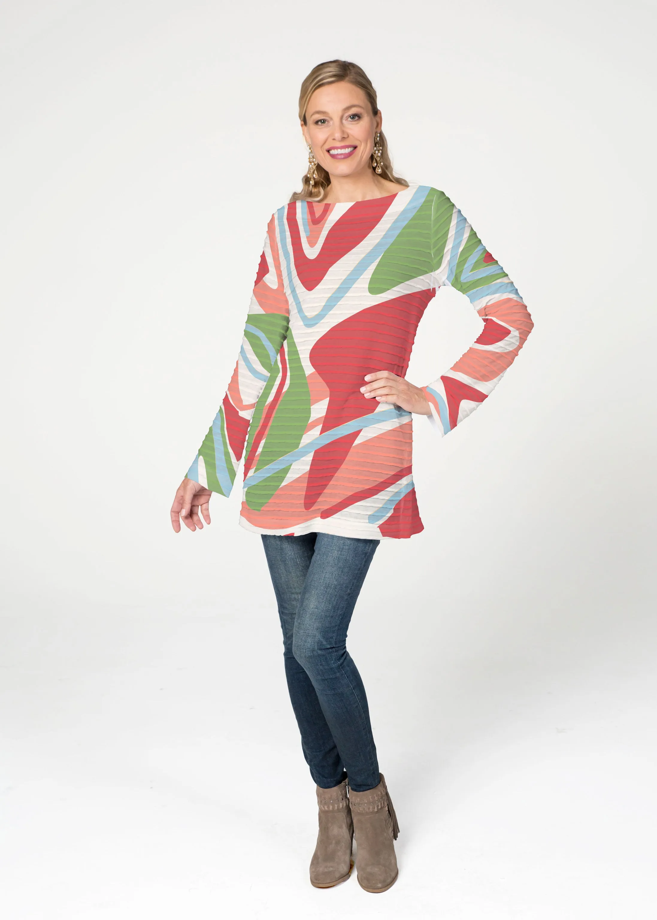 Boomerang (17292) ~ Banded Boatneck Tunic