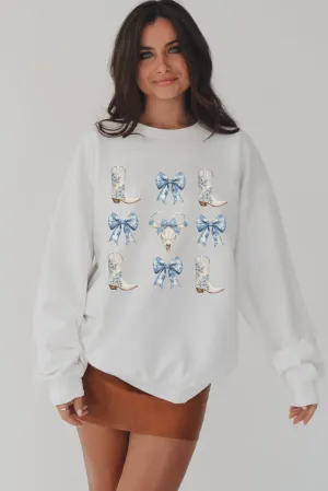 Boots And Bows Cowgirl Coquette Graphic Pullover Sweatshirt