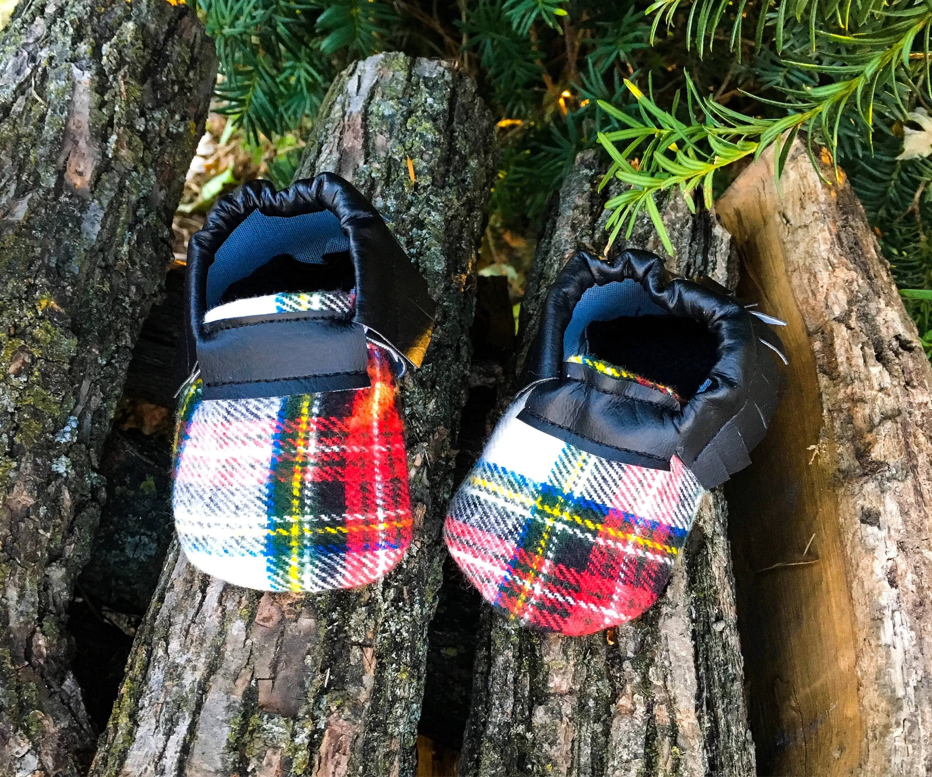 Buffalo Plaid Fringe Moccasins