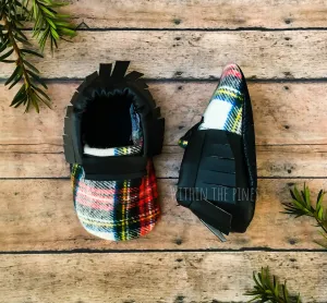 Buffalo Plaid Fringe Moccasins