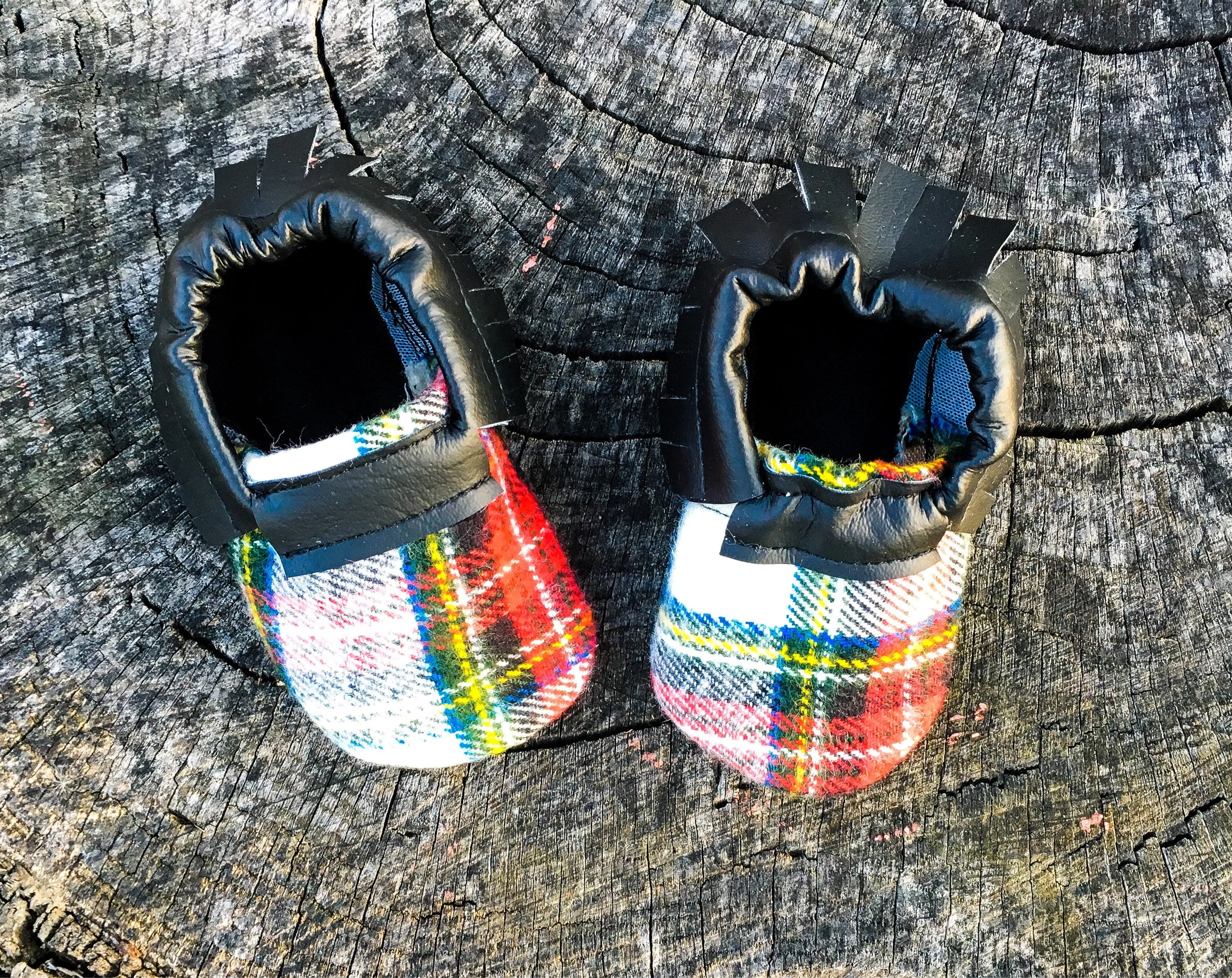 Buffalo Plaid Fringe Moccasins