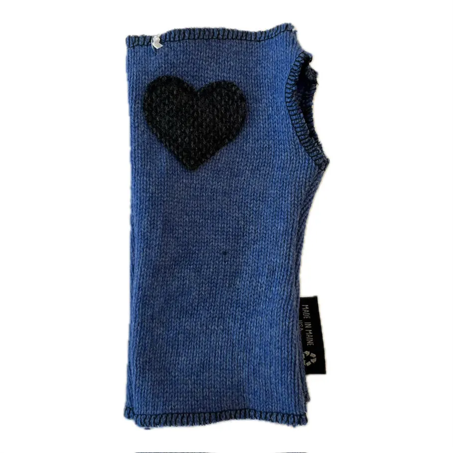 Cashmere Short Fingerless Mittens with Single Heart