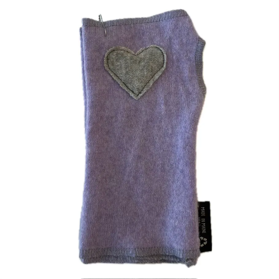 Cashmere Short Fingerless Mittens with Single Heart