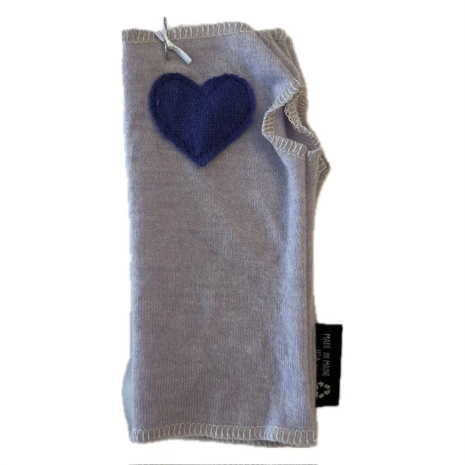 Cashmere Short Fingerless Mittens with Single Heart