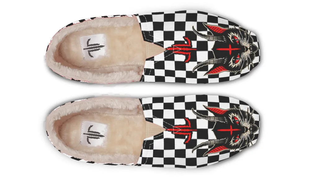 Cat Demon Checkered Winter Casual Shoes