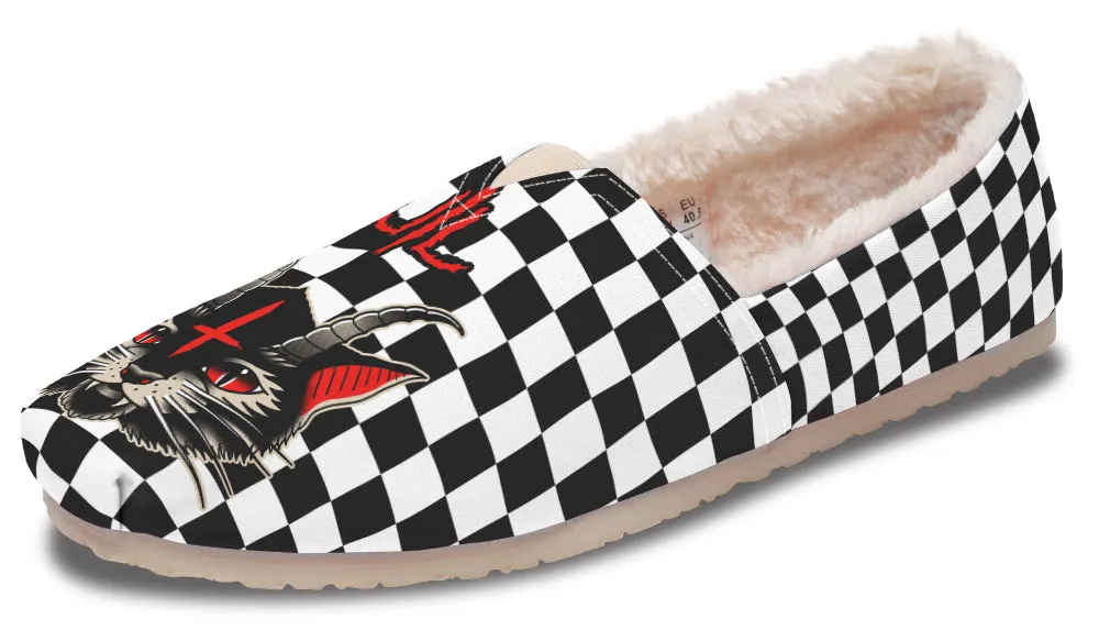 Cat Demon Checkered Winter Casual Shoes