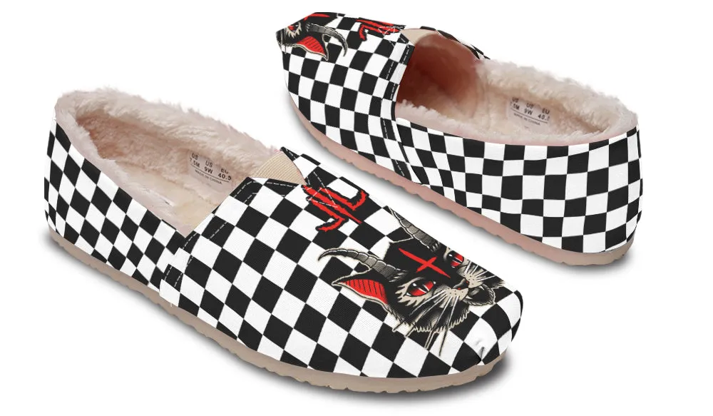 Cat Demon Checkered Winter Casual Shoes