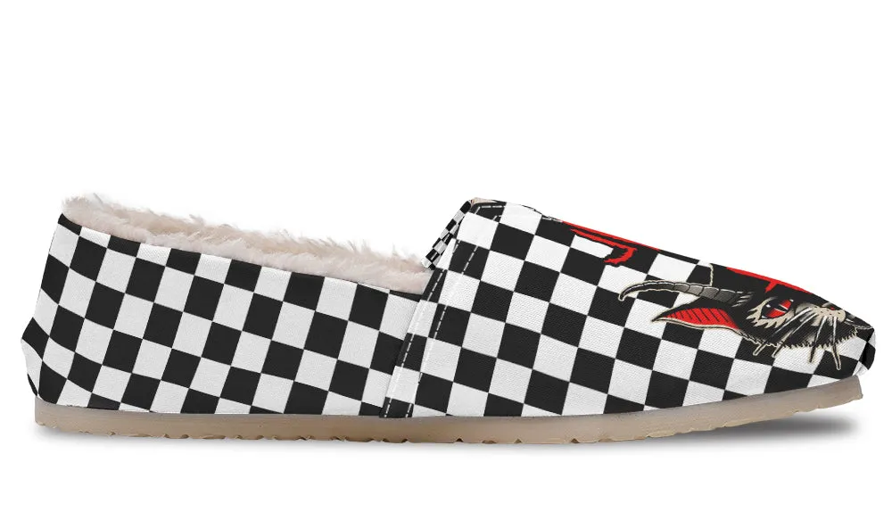 Cat Demon Checkered Winter Casual Shoes