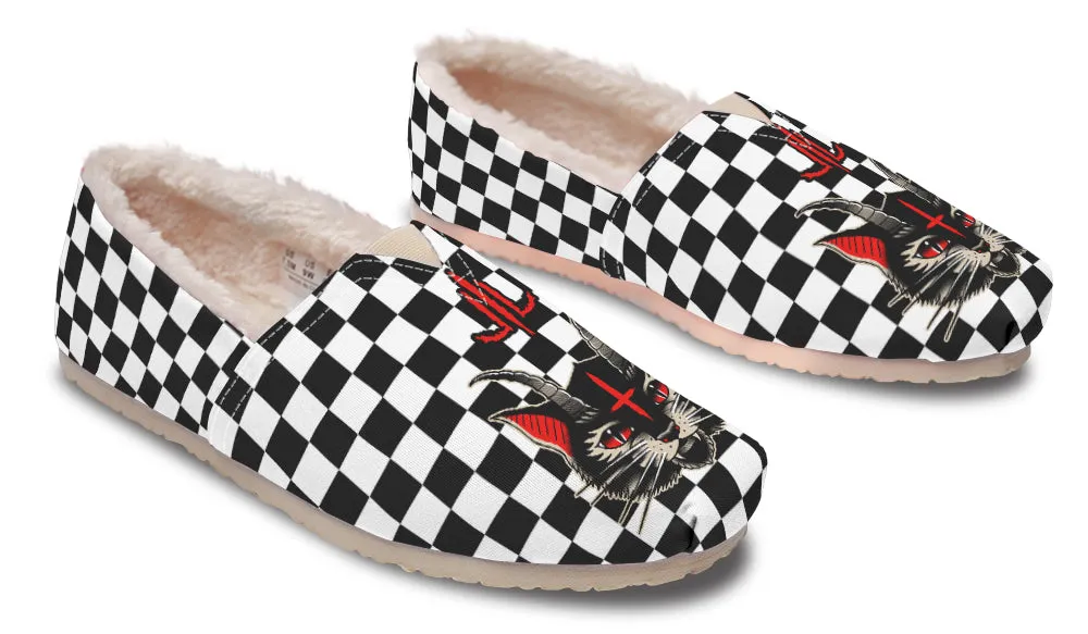 Cat Demon Checkered Winter Casual Shoes