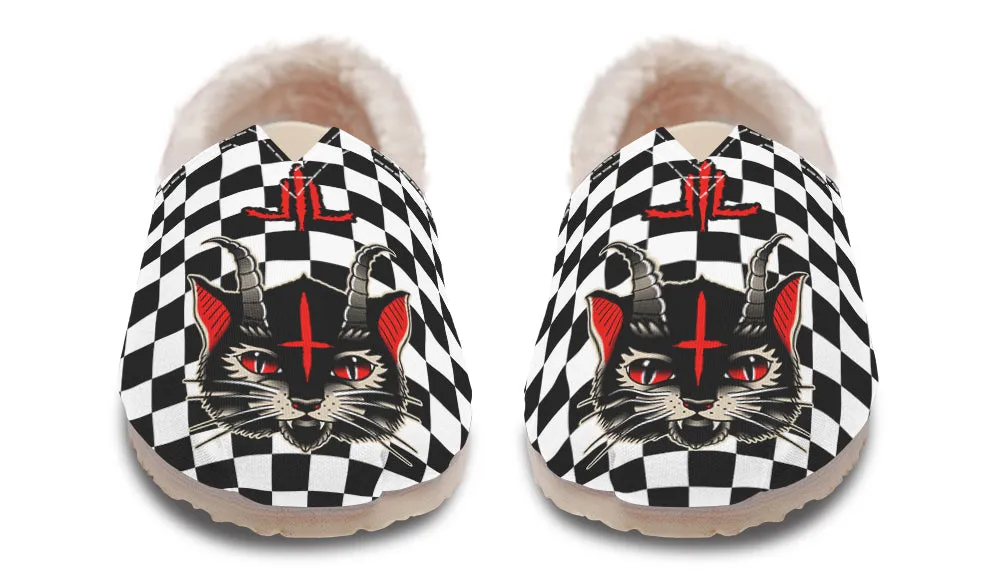 Cat Demon Checkered Winter Casual Shoes