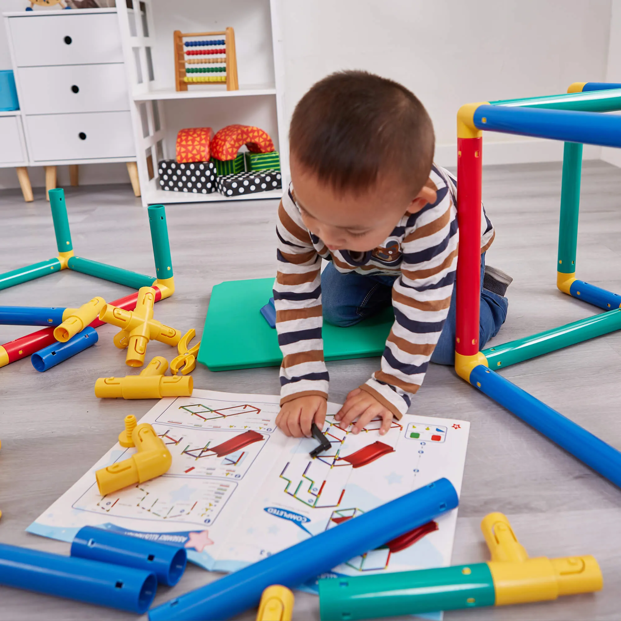 Children's Multi Purpose 10-in-1 Montessori Climbing Gym with Slide | Table & Chair Set | 12m 