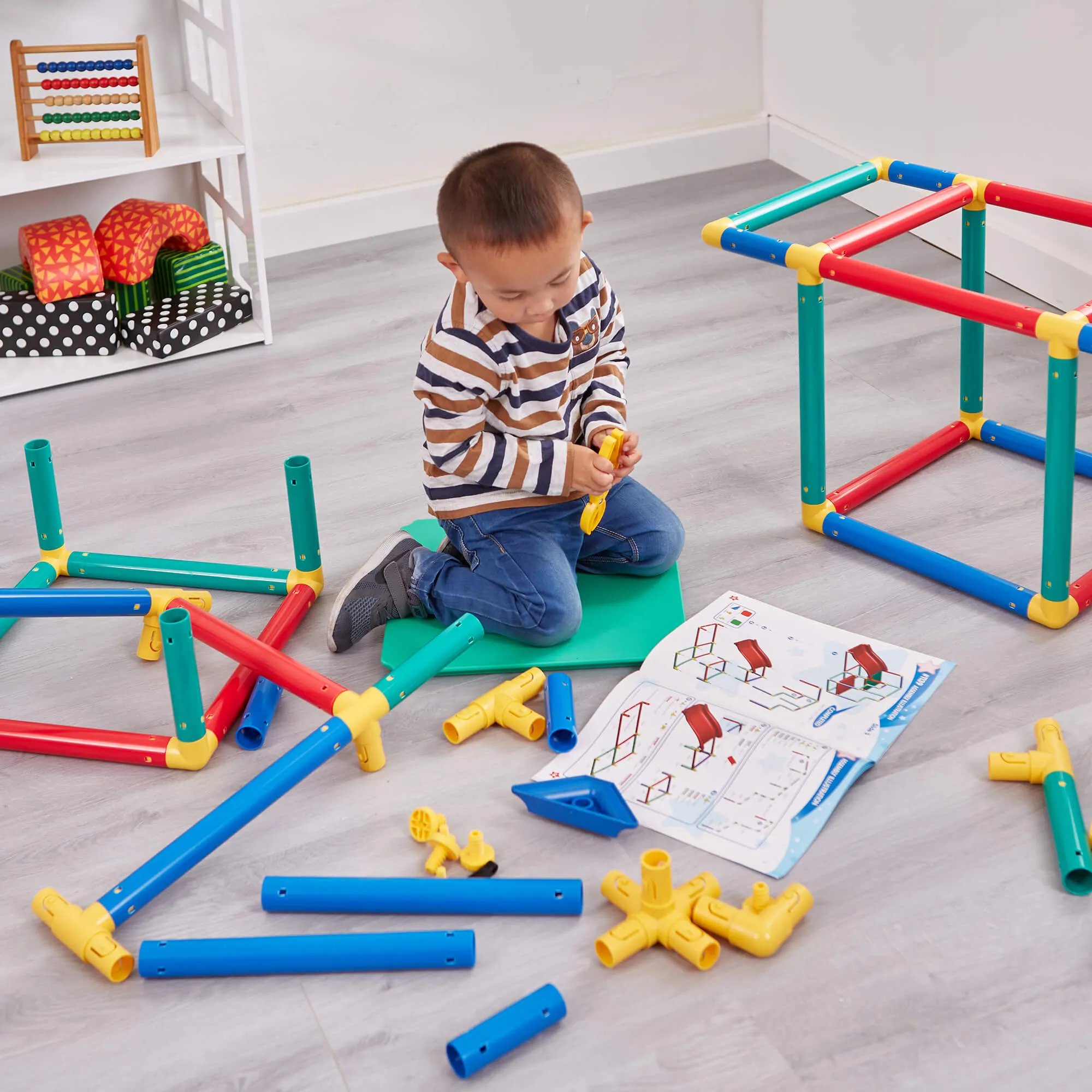 Children's Multi Purpose 10-in-1 Montessori Climbing Gym with Slide | Table & Chair Set | 12m 