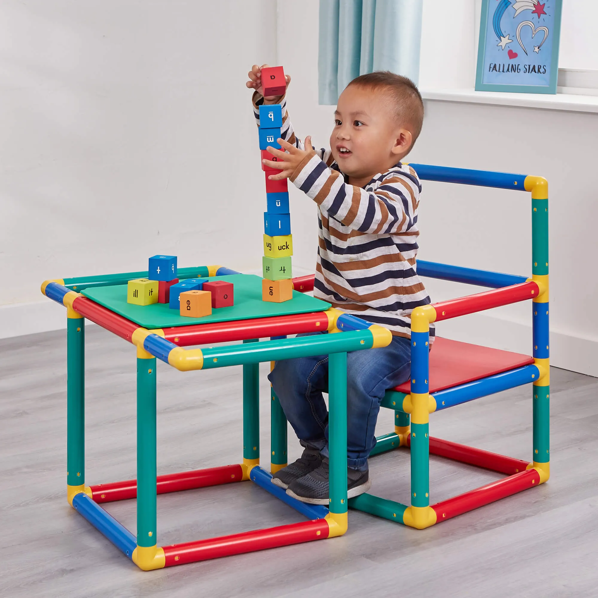 Children's Multi Purpose 10-in-1 Montessori Climbing Gym with Slide | Table & Chair Set | 12m 