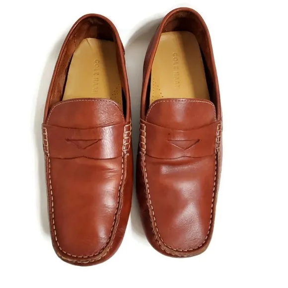 Cole Haan Howland Leather Penny Loafer Driving Shoe Saddle Tan Size 9 Wide