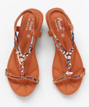 Colorful Fluffy Sandals - CAMEL