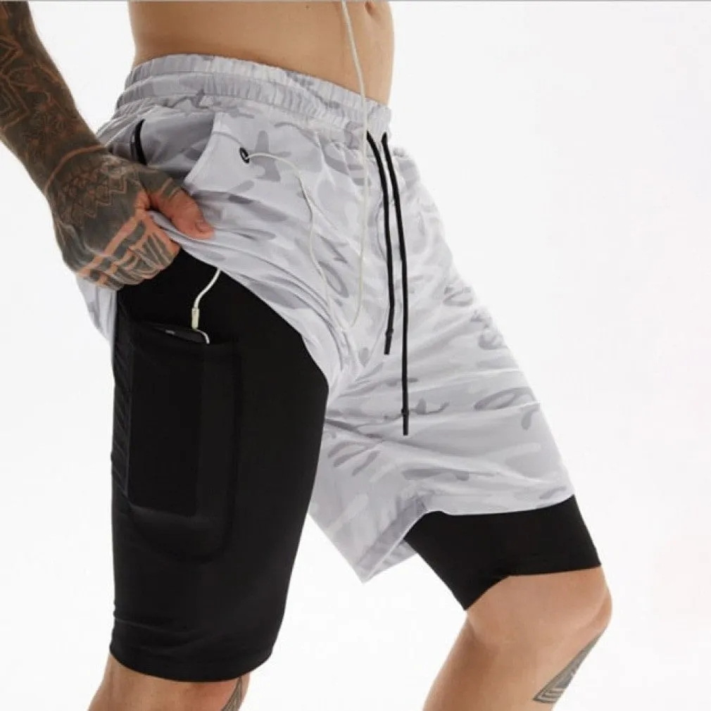 ContiNent 33 Camo Running Shorts Men 2 In 1 Double-deck Quick Dry GYM Sport Shorts Fitness Jogging Workout Shorts Men Sports Short Pants