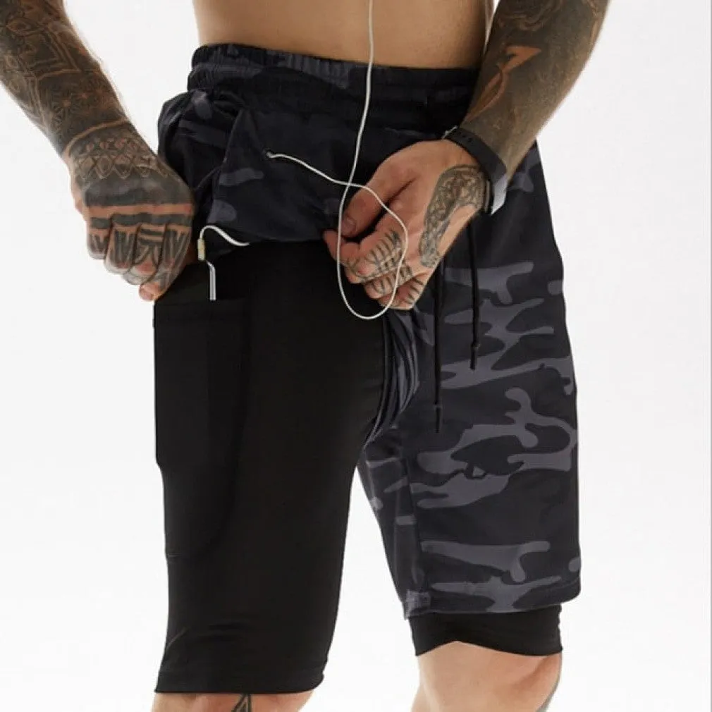 ContiNent 33 Camo Running Shorts Men 2 In 1 Double-deck Quick Dry GYM Sport Shorts Fitness Jogging Workout Shorts Men Sports Short Pants