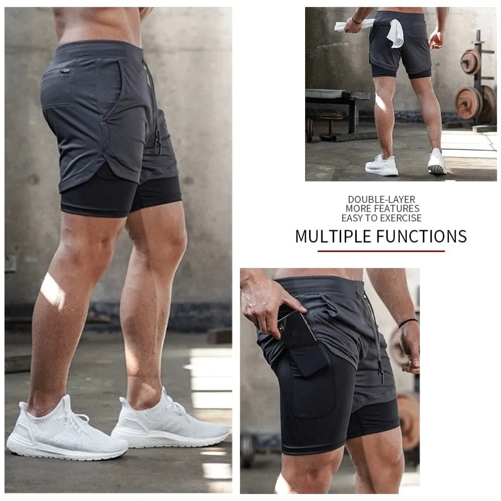 ContiNent 33 Camo Running Shorts Men 2 In 1 Double-deck Quick Dry GYM Sport Shorts Fitness Jogging Workout Shorts Men Sports Short Pants