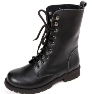 COSMAGIC 2017 New Women Buckle Winter Motorcycle Martin Boots British Style Gothic Punk Low Heel Black Boot Shoe Plus Size