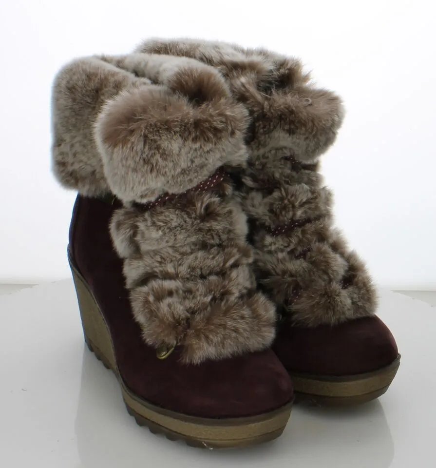 Cougar Penelope Genuine Fur Trim Burgundy Waterproof Boots