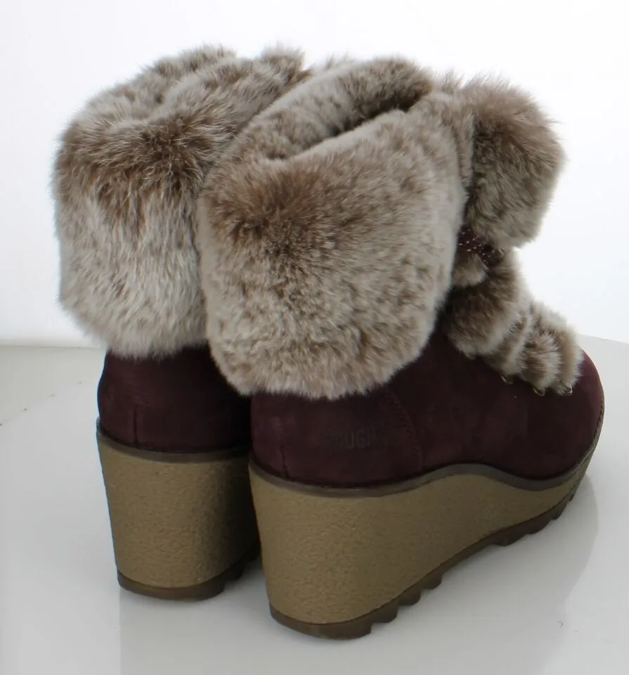 Cougar Penelope Genuine Fur Trim Burgundy Waterproof Boots