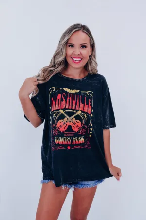 Country Music Nashville Graphic Tee - Black