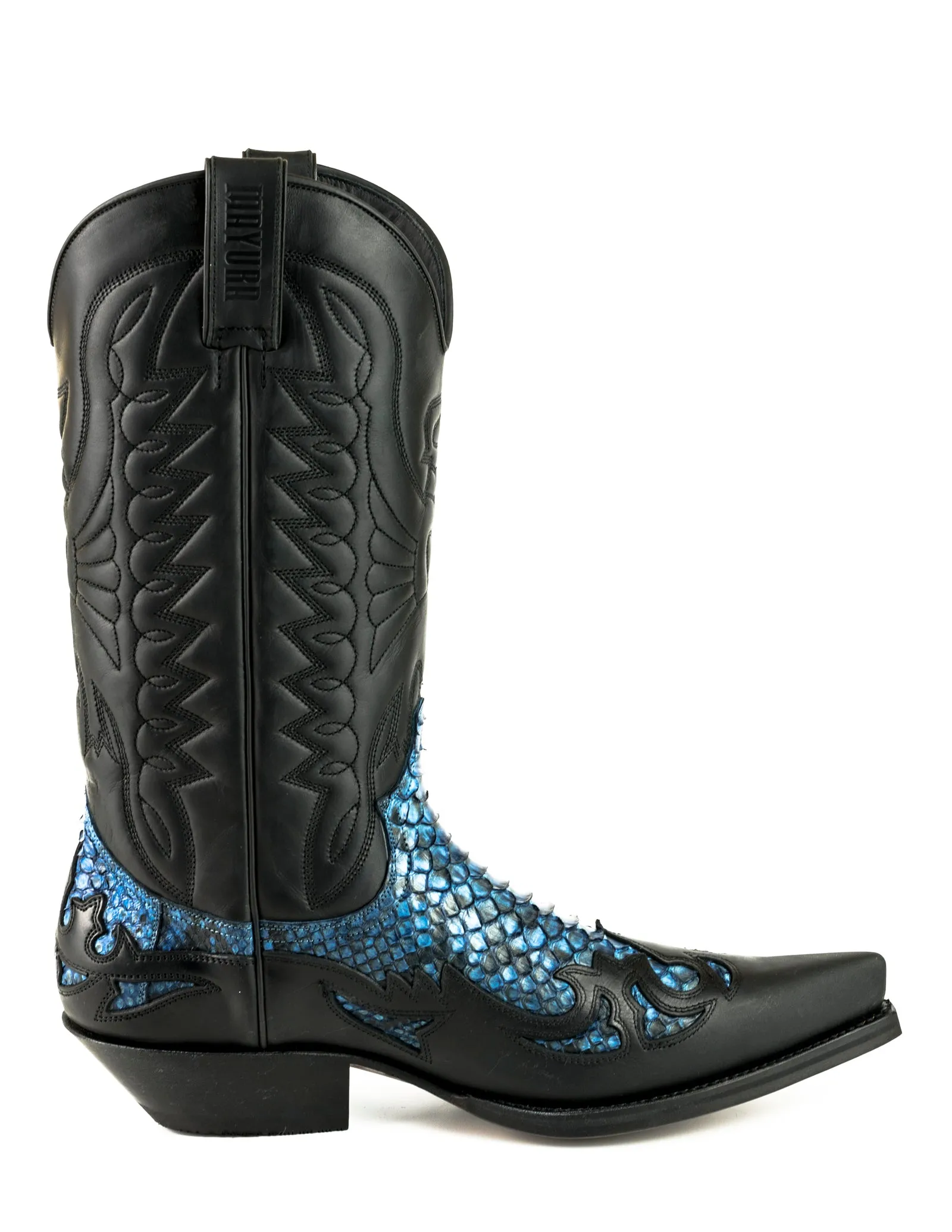 Cowboy Boots Women and Men Exotic Handcrafted Black and Blue Leather 1935Texanas