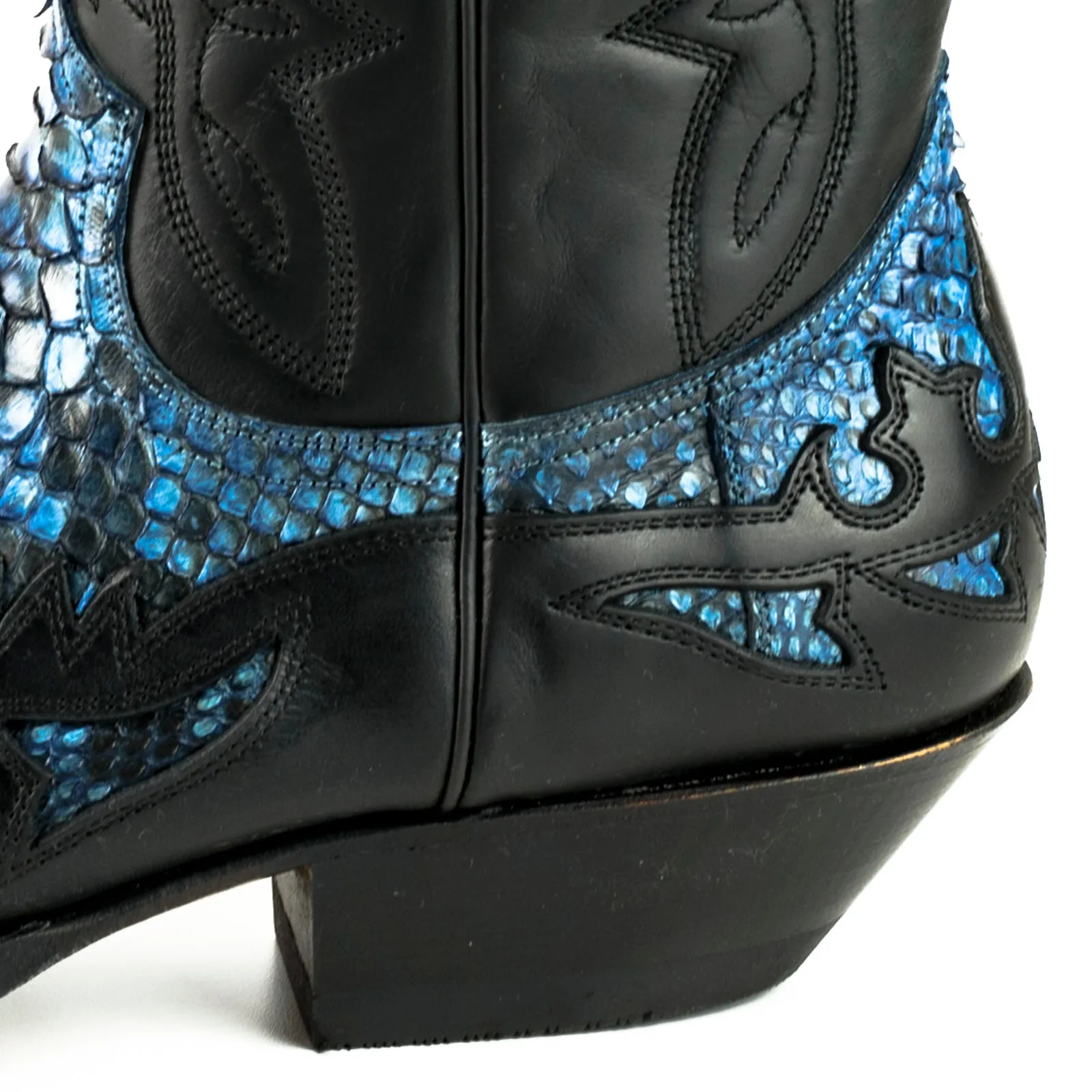 Cowboy Boots Women and Men Exotic Handcrafted Black and Blue Leather 1935Texanas