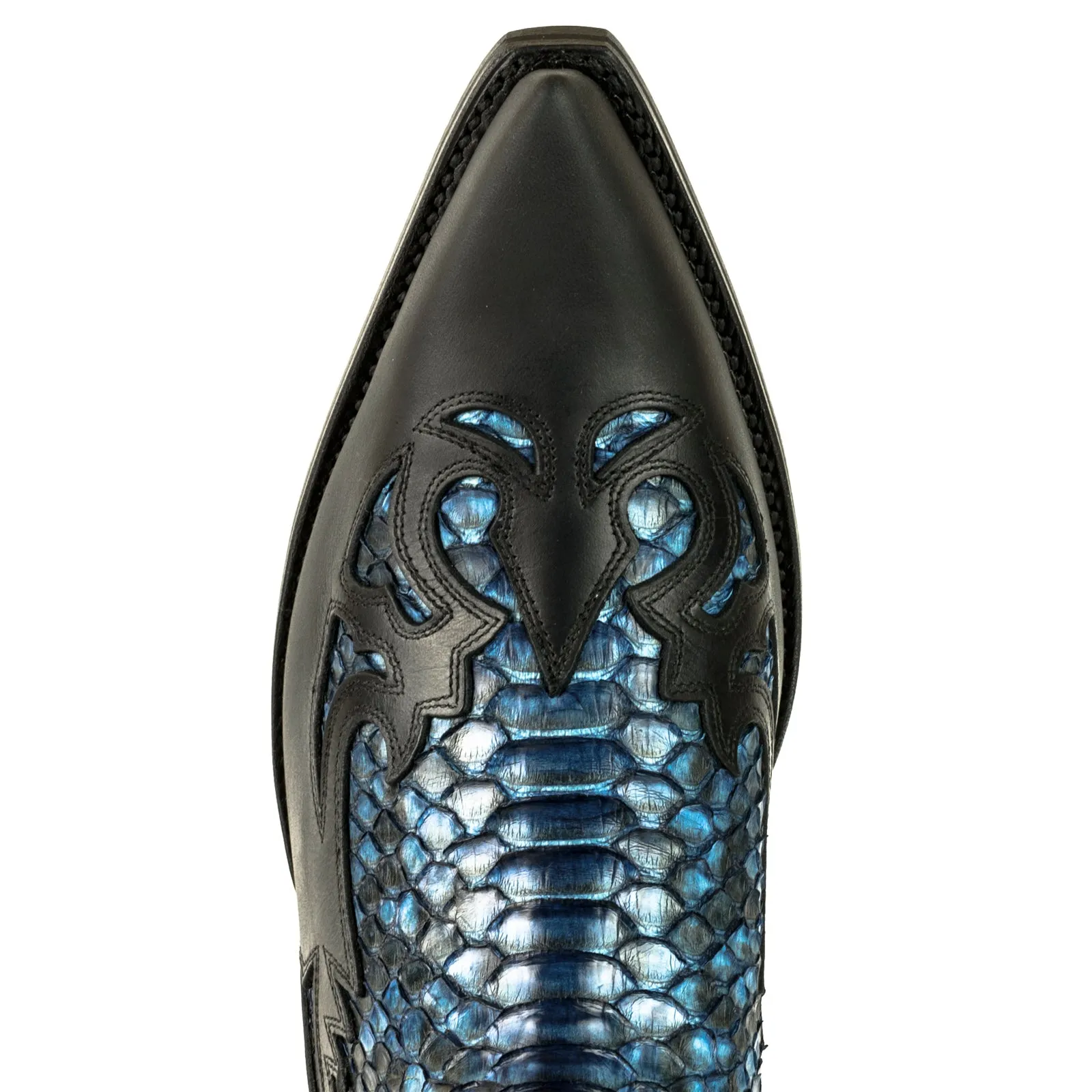 Cowboy Boots Women and Men Exotic Handcrafted Black and Blue Leather 1935Texanas