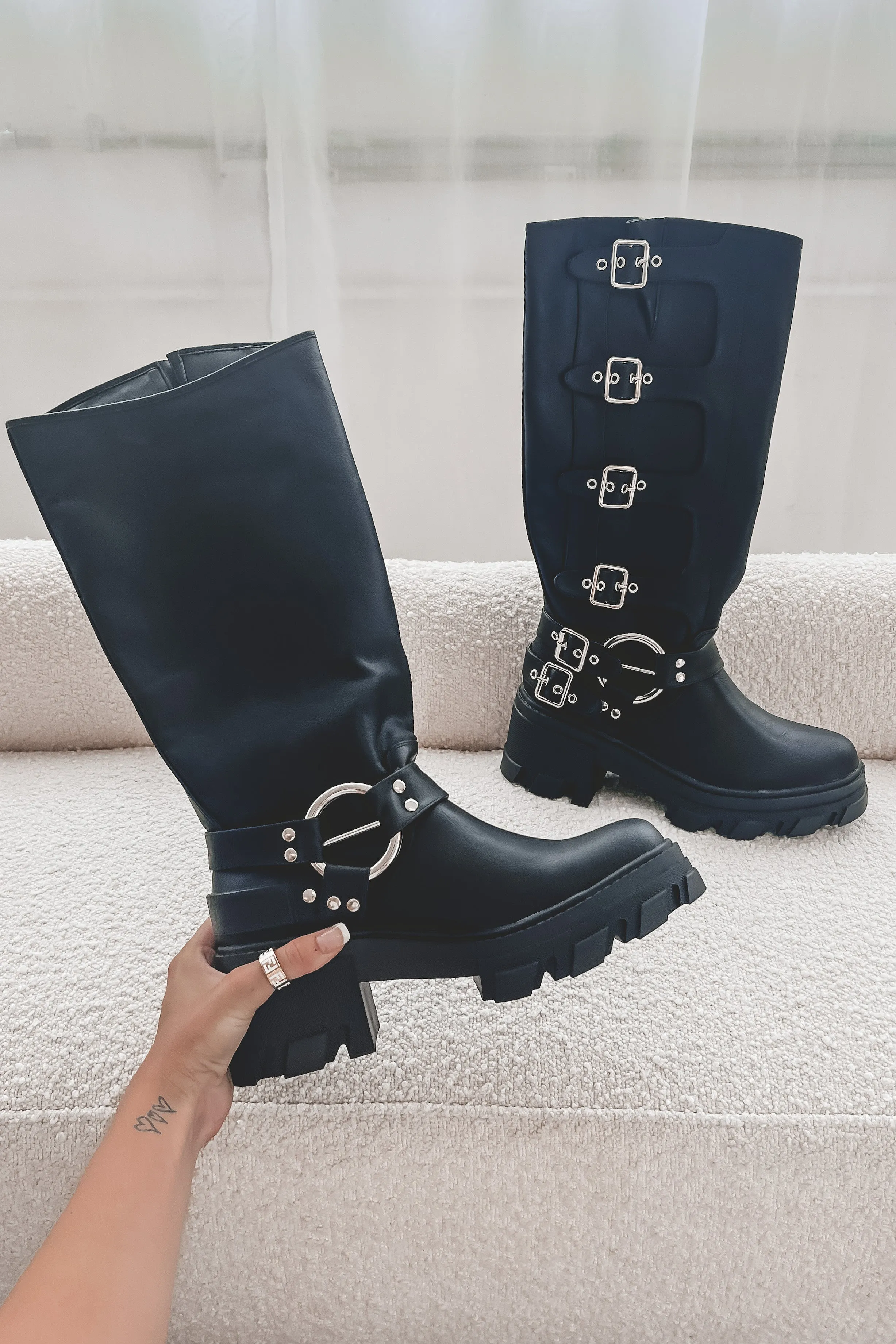 DEAL Cause A Scene Black Platform Moto Boots