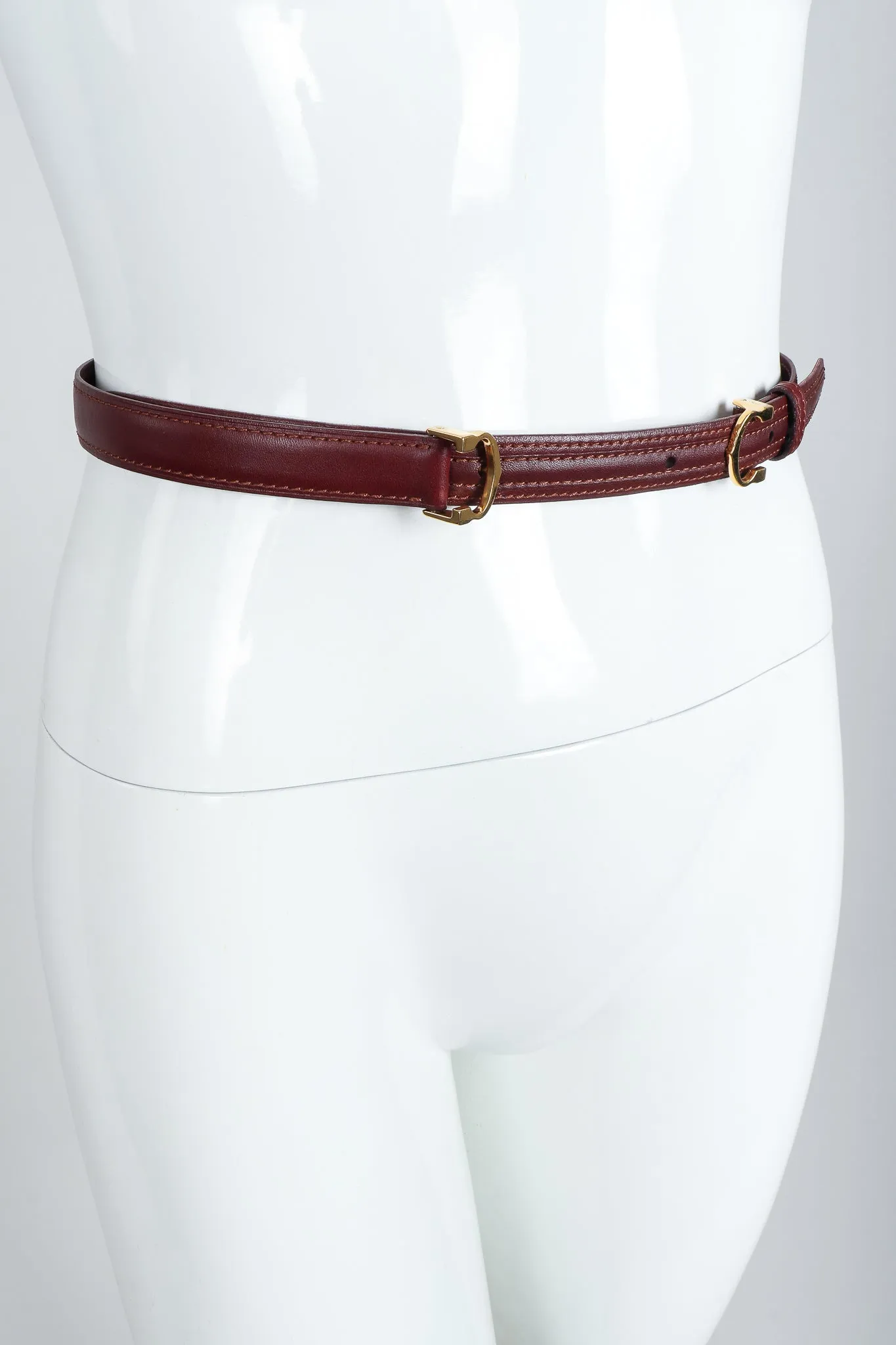 Double CC Buckle Leather Belt