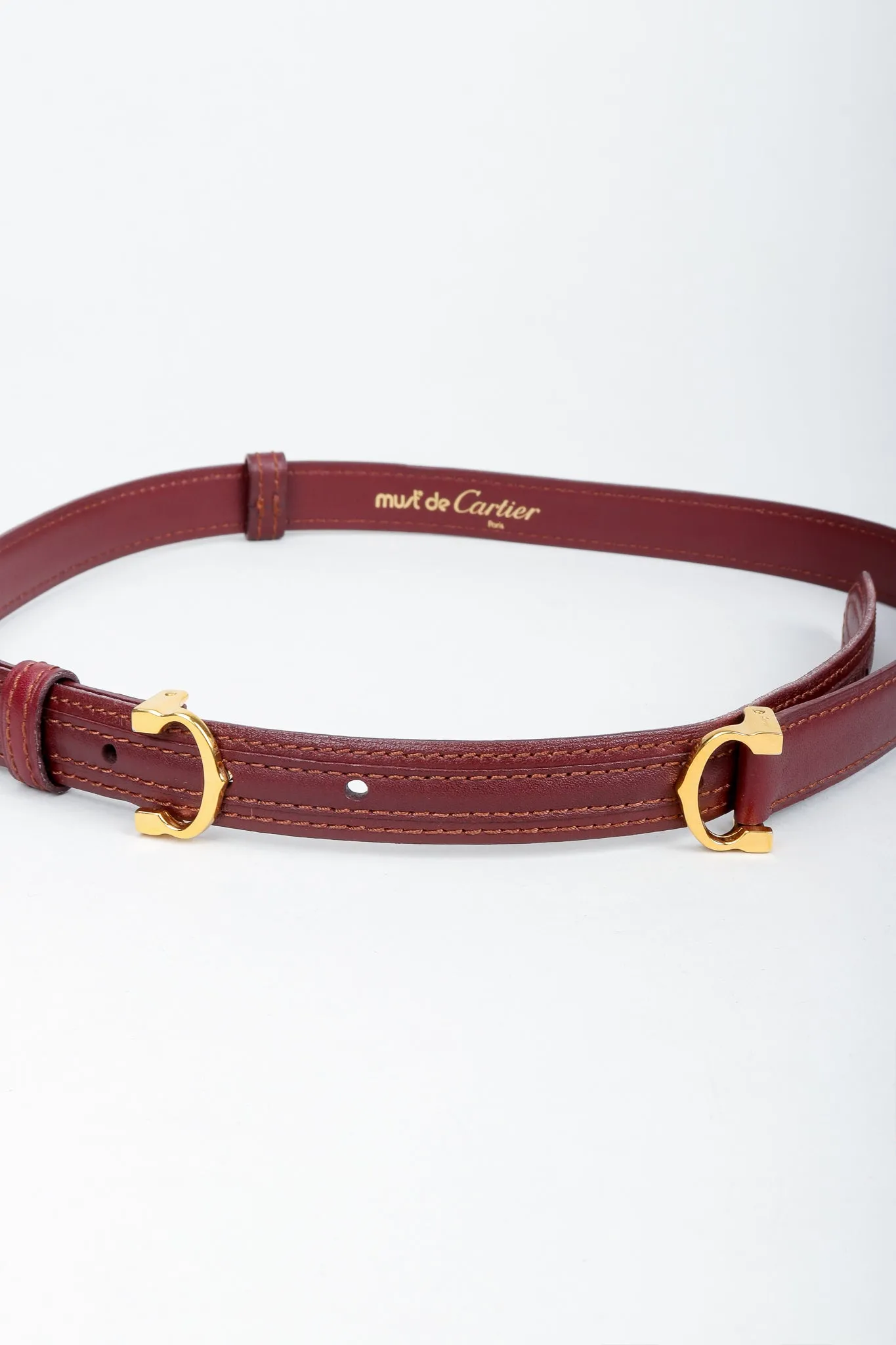 Double CC Buckle Leather Belt