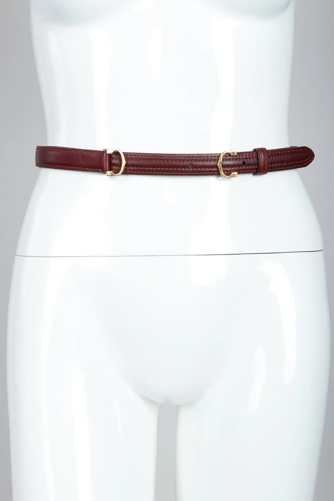 Double CC Buckle Leather Belt