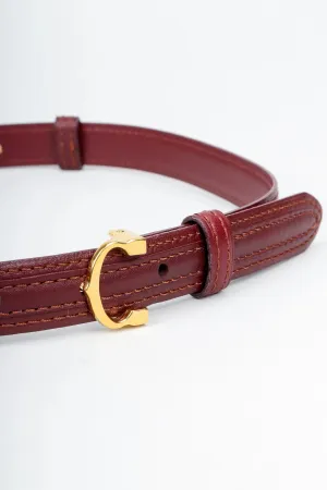 Double CC Buckle Leather Belt