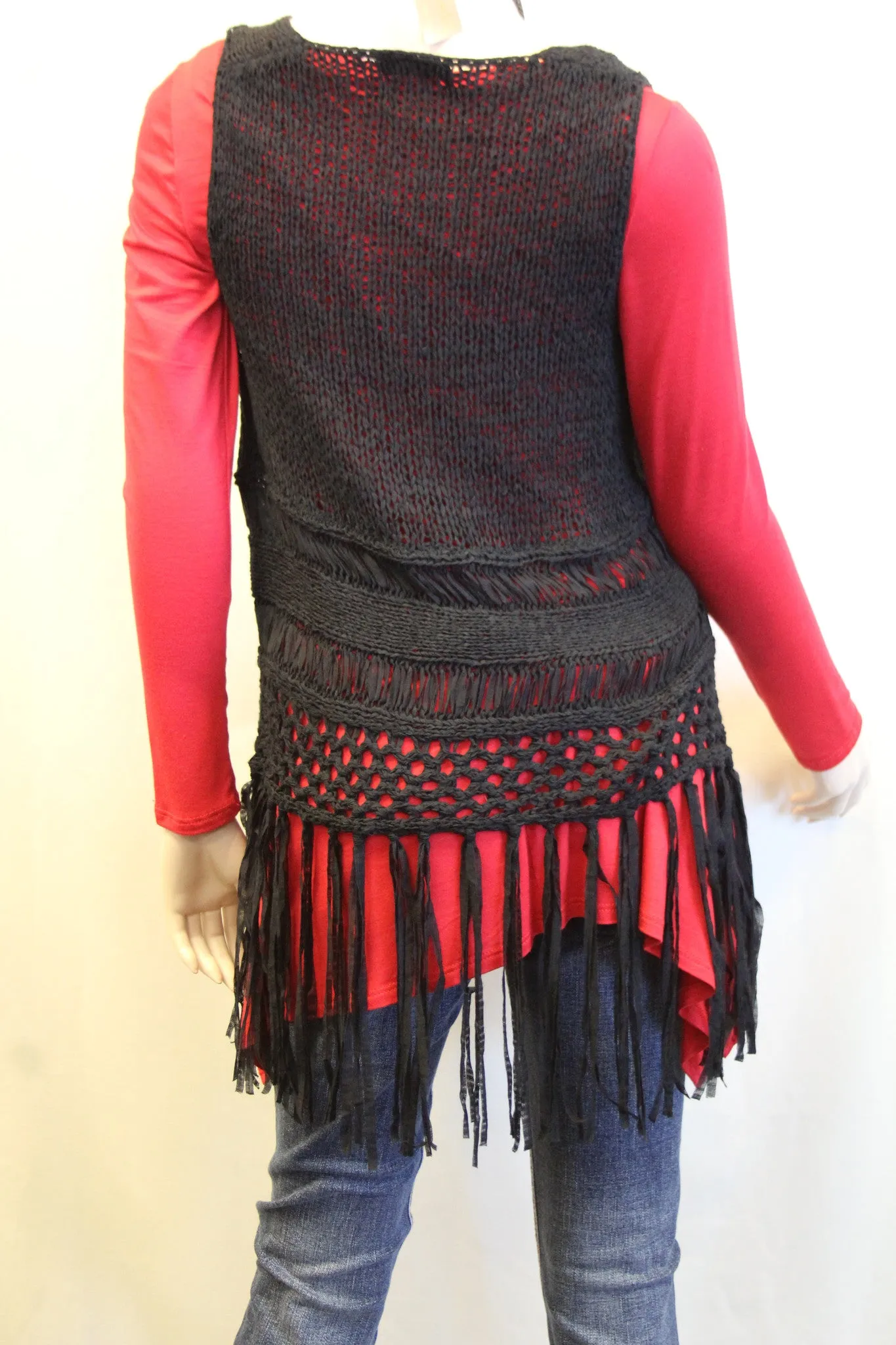 Double Zero | Fringe Vest Black