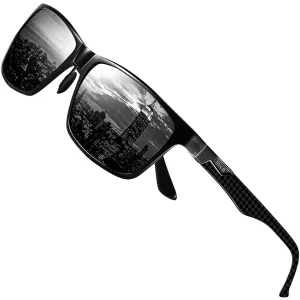DUCO Square Polarized Sunglasses for Men LightWeight Carbon Fiber UV400 Protection Sun Glasses 8206