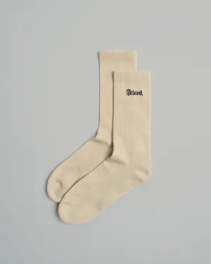 Embroidery Gothic Font Crew Socks